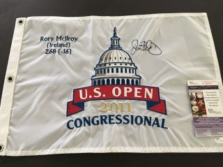 Rory Mcilroy Signed 2011 Us Open Flag (custom Embroidered Version),  Jsa Cert.