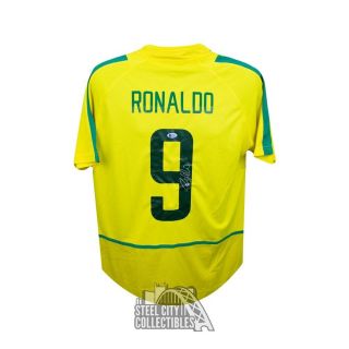 Ronaldo Autographed Brazil Nike Soccer Jersey - Bas