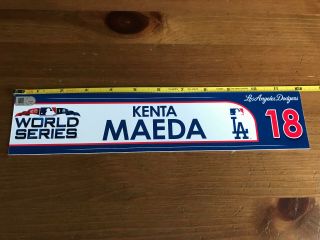 Kenta Maeda 2018 World Series Game Locker Room Name Tag Mlb Auth Dodgers Japan
