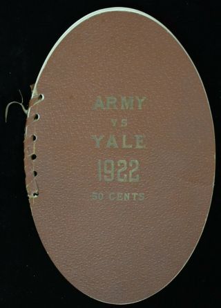 1922 Army V Yale College Football Shaped Program