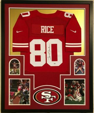 Framed San Francisco 49ers Jerry Rice Autographed Signed Jersey Beckett