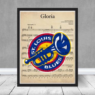 St Louis Blues Play Gloria Logo Sheet Music Stanley Cup Gift Hockey Art Poster