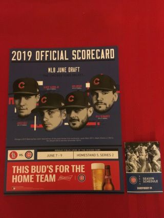 2019 Mlb Chicago Cubs Scorecard,  Pocket Schedule / St.  Louis Cardinals / Baez