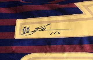 Lionel Messi 10 Signed Barcelona Soccer Jersey Autographed XL Beckett BAS 2