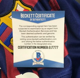 Lionel Messi 10 Signed Barcelona Soccer Jersey Autographed XL Beckett BAS 3