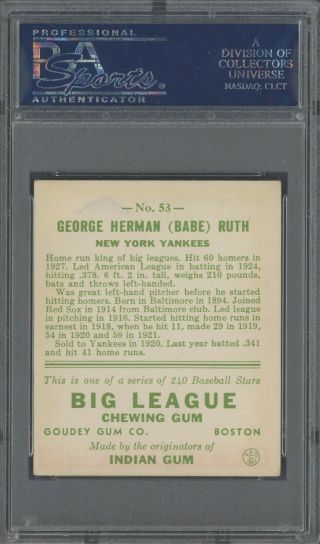 1933 Goudey 53 Babe Ruth York Yankees HOF PSA 5 EX 