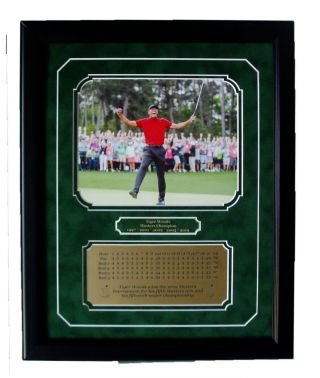 Tiger Woods 2019 Masters Champion Framed 8x10 Photo W Engraved Scorecard & Namep