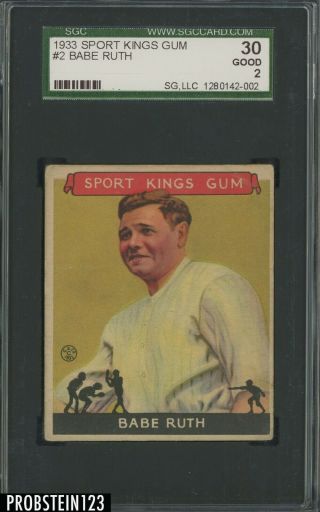 1933 Goudey Sport Kings 2 Babe Ruth Yankees Hof Sgc 30 Good 2 " Tough Card "