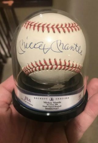 Mickey Mantle York Yankees Hof Autographed Roal Baseball Beckett Grade 10