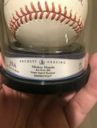 MICKEY MANTLE York Yankees HOF Autographed ROAL Baseball BECKETT GRADE 10 3