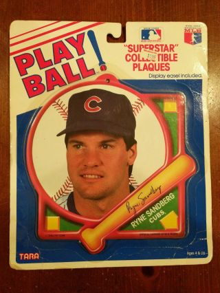 Vintage Play Ball Ryne Sandberg Superstar Collectible Plaque Mlb Baseball Cubs