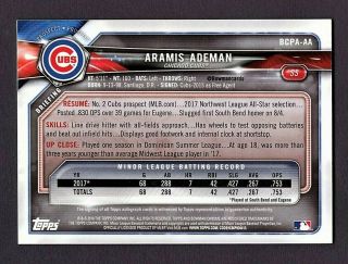Aramis Ademan Chicago Cubs 2018 Bowman Chrome Prospect Auto Card 2