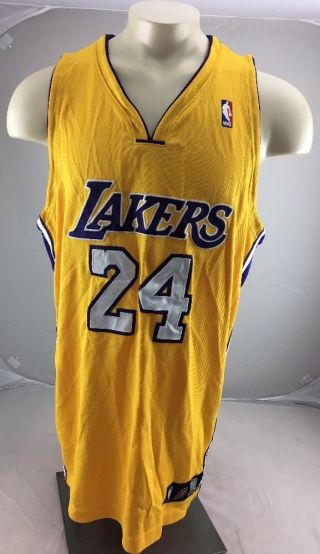 Euc Authentic Adidas Kobe Bryant La Lakers Nba 24 Home Yellow Jersey Size 48 Xl