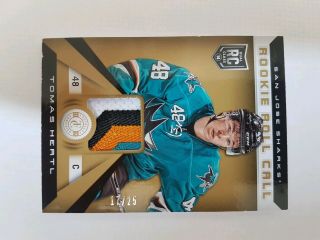 13 - 14 Totally Certified Rookie Roll Call Gold 4clr Patch Sp Tomas Hertl Rc S /35