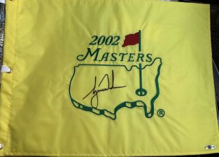 Tiger Woods Signed 2002 Masters Flag Uda Upper Deck.  Autograph