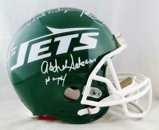 Sack Exchange Autographed F/s White York Jets Proline Helmet - Jsa Auth