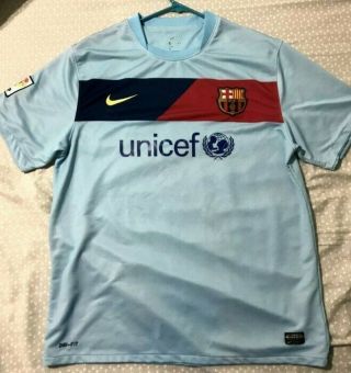 Nike Dri Fit 2010/11 F.  C.  Barcelona 10 Messi Away Jersey Size Mens Xl Authentic
