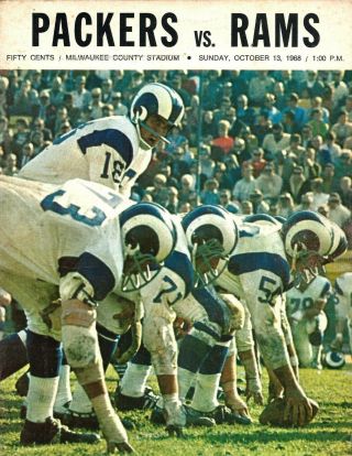 1968 Green Bay Packers Vs Los Angeles Rams Football Program Starr Nitschke Wood