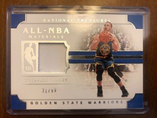 2018 - 19 National Treasures Stephen Curry All - Nba Game Jersey 80/99 Cmy