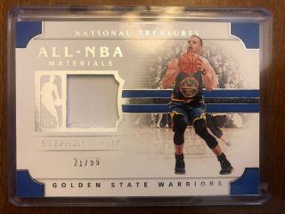 2018 - 19 National Treasures Stephen Curry All - NBA Game Jersey 80/99 CMY 2