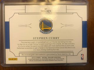 2018 - 19 National Treasures Stephen Curry All - NBA Game Jersey 80/99 CMY 3