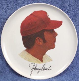Vintage Johnny Bench Cincinnati Reds Baseball Team Large 9 3/4 " Melmac Plate