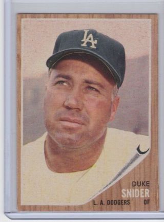 1962 Topps 500 Duke Snider Los Angeles Dodgers Vintage Baseball Card