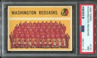 1960 Topps 132 Washington Redskins Team Card Psa 7