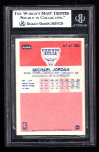 1986 - 87 Fleer 57 Michael Jordan Rookie RC BGS 8 NM - MT 2