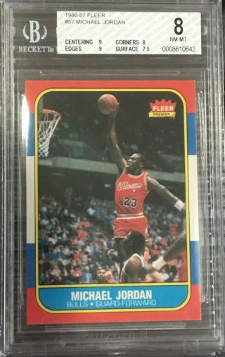 1986 - 87 Fleer 57 Michael Jordan Rookie RC BGS 8 NM - MT 3
