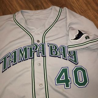 Russell Athletic Tampa Bay Devil Rays Doug Waechter Signed Game Issue Jersey 50