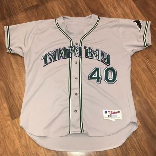 Russell Athletic TAMPA BAY DEVIL RAYS Doug Waechter Signed Game Issue Jersey 50 2