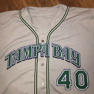 Russell Athletic TAMPA BAY DEVIL RAYS Doug Waechter Signed Game Issue Jersey 50 3