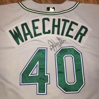 Russell Athletic TAMPA BAY DEVIL RAYS Doug Waechter Signed Game Issue Jersey 50 7