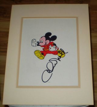 Chuck Noll Matted & Autographed Mickey Mouse Football Print