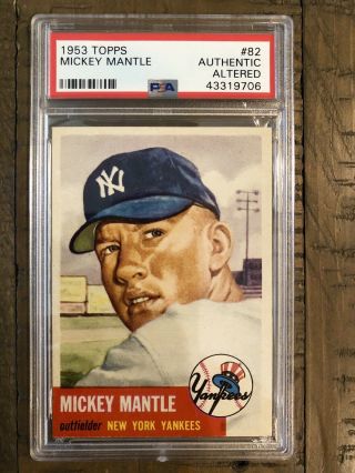 1953 Topps Mickey Mantle Short Print 82 Psa - Authentic - Altered.  Nm - Mt,