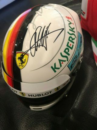 Sebastian Vettel Signed Mini Helmet 2018 Ferrari.  1/2,  Proof