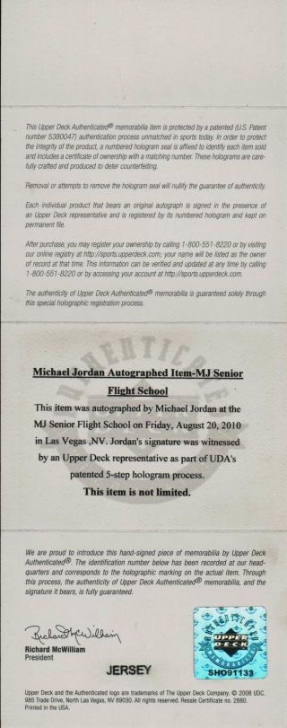 Michael Jordan Signed Autographed 1993 All Star Jersey Upper Deck UDA 4