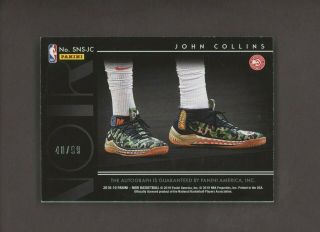 2018 - 19 Panini Noir Sneaker Spotlight John Collins Hawks RC Rookie AUTO 40/99 2