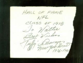 1978 Autograph Tuffy Leemans Ny Football Giants Hall Of Fame