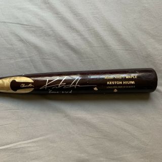 Keston Hiura Signed Autographed Game Baseball Bat Inscribed Brewers Rookie