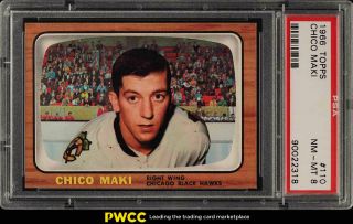 1966 Topps Hockey Setbreak Chico Maki 110 Psa 8 Nm - Mt (pwcc)