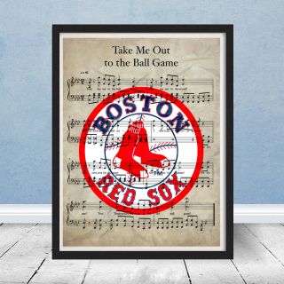 Boston Red Sox Take Me Out The Ball Game Sheet Music Gift Art Gift World Series