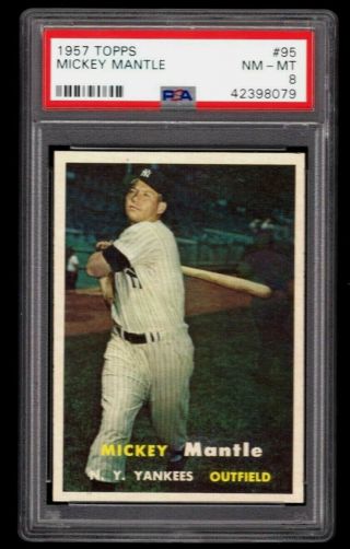 1957 Topps 95 Mickey Mantle Psa 8 Nm - Mt