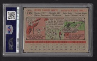 1956 Topps 135 Mickey Mantle PSA 8 NM - MT 2