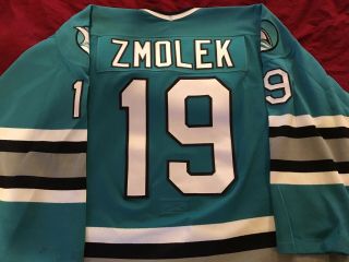 1993 Doug Zmolek 19 San Jose Sharks Game Worn NHL Hockey CCM Jersey Size 54 10