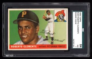 1955 Topps 164 Roberto Clemente Rookie Rc Sgc 7 Nr -