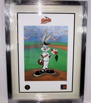 Looney Tunes Mckimson Orioles Warner Bros Bugs Bunny Now Pitching Baseball Litho