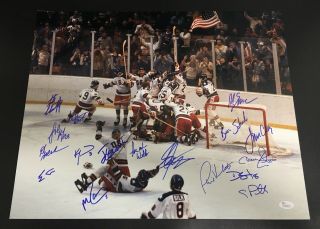1980 Team Usa Hockey Signed Auto 16x20 Photo Jim Craig M Eruzione 17 Autos Jsa