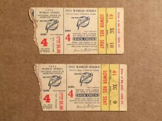 1951 World Series Game 4 Ticket Stubs: Yankees Vs Giants Joe Dimaggio 
